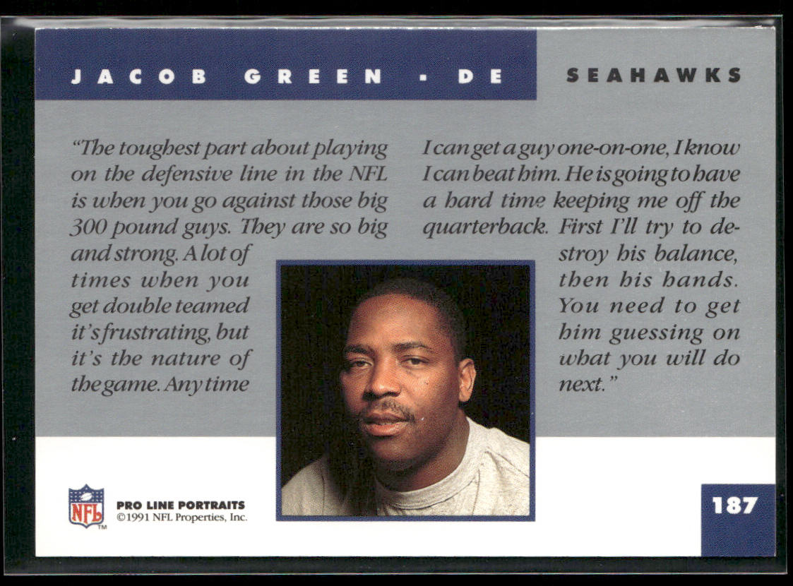 Jacob Green 1991 Pro Line Portraits #187 Seattle Seahawks