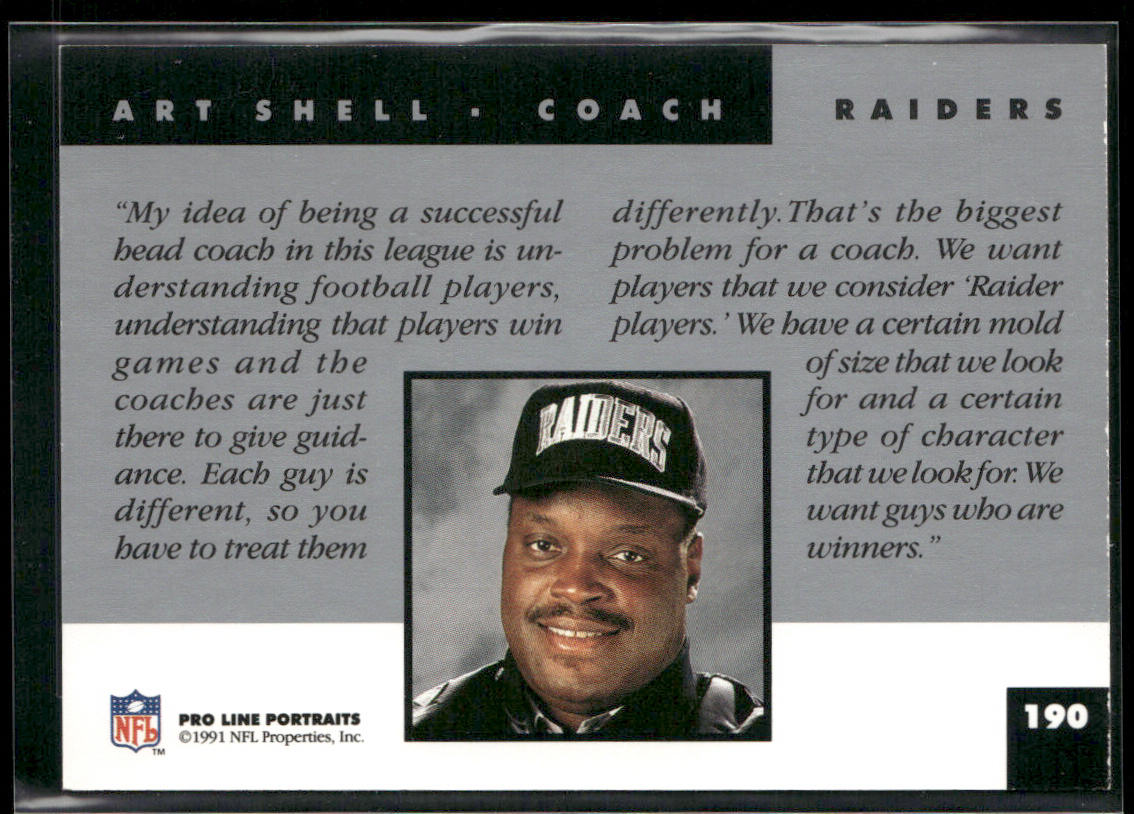 Art Shell 1991 Pro Line Portraits #190 Los Angeles Raiders