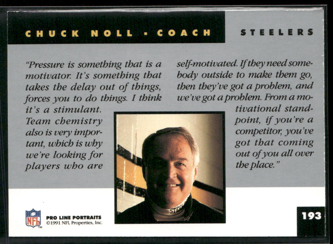 Chuck Noll 1991 Pro Line Portraits #193 Pittsburgh Steelers
