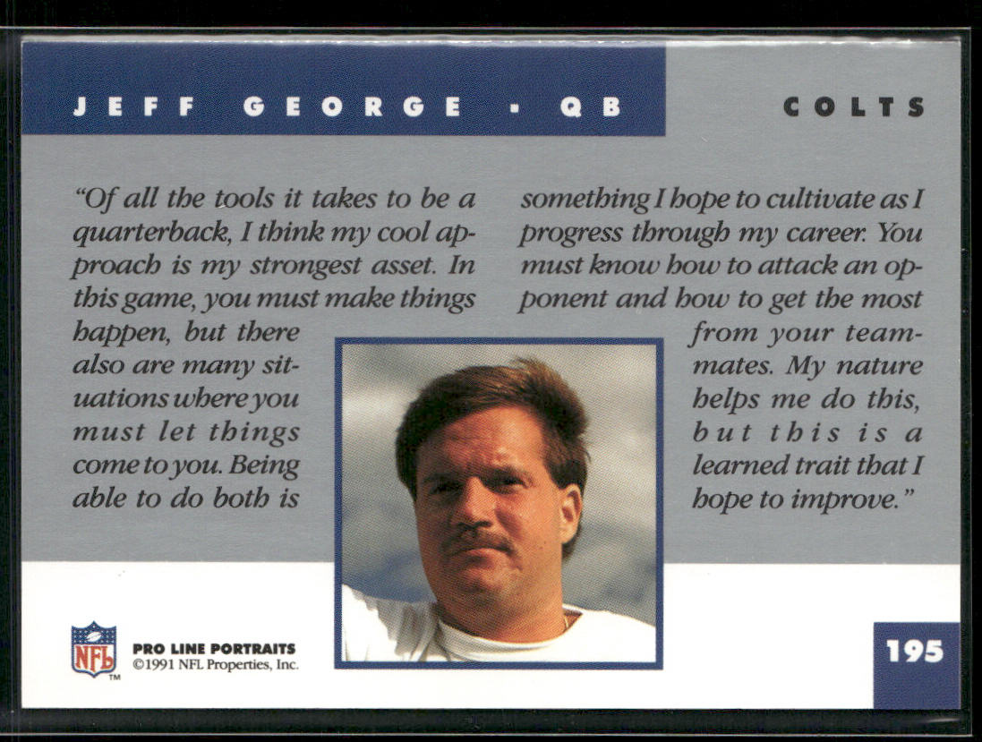 Jeff George 1991 Pro Line Portraits #195 Indianapolis Colts