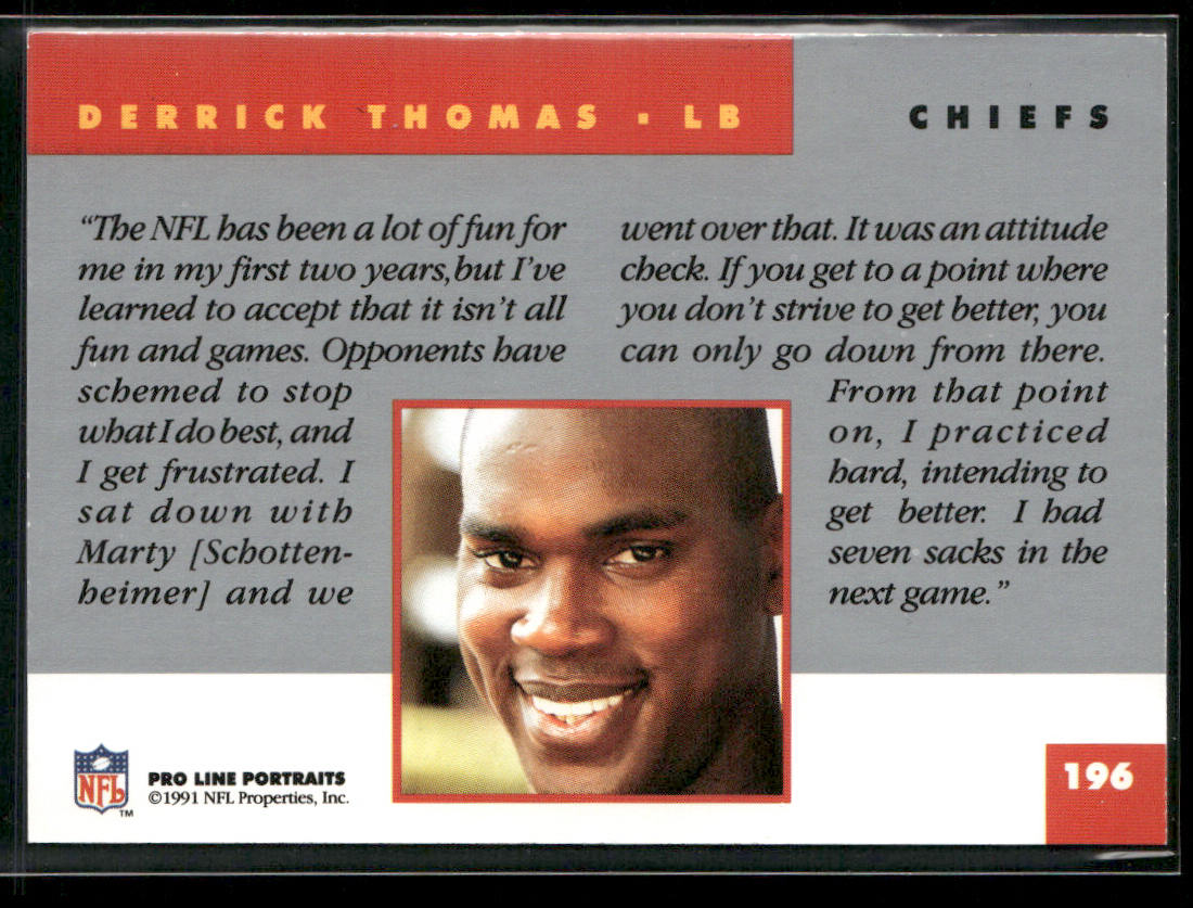 Derrick Thomas 1991 Pro Line Portraits #196 Kansas City Chiefs
