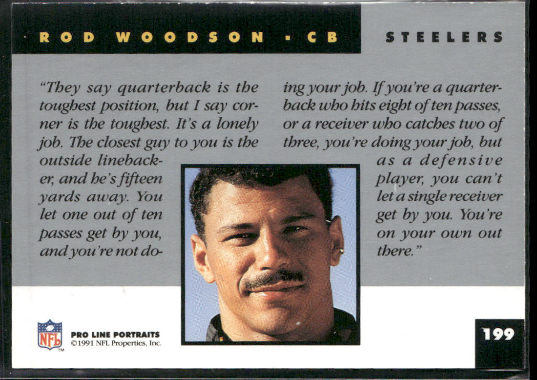 Rod Woodson 1991 Pro Line Portraits #199 Pittsburgh Steelers