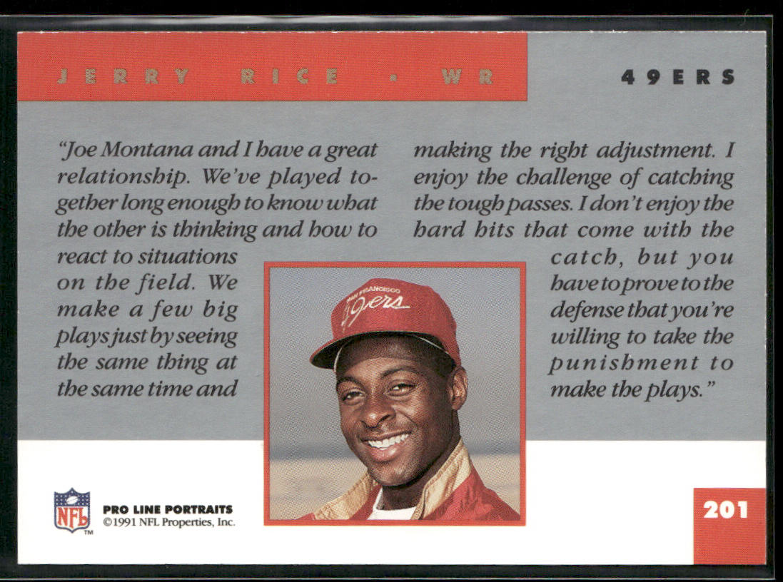 Jerry Rice 1991 Pro Line Portraits #201 San Francisco 49ers