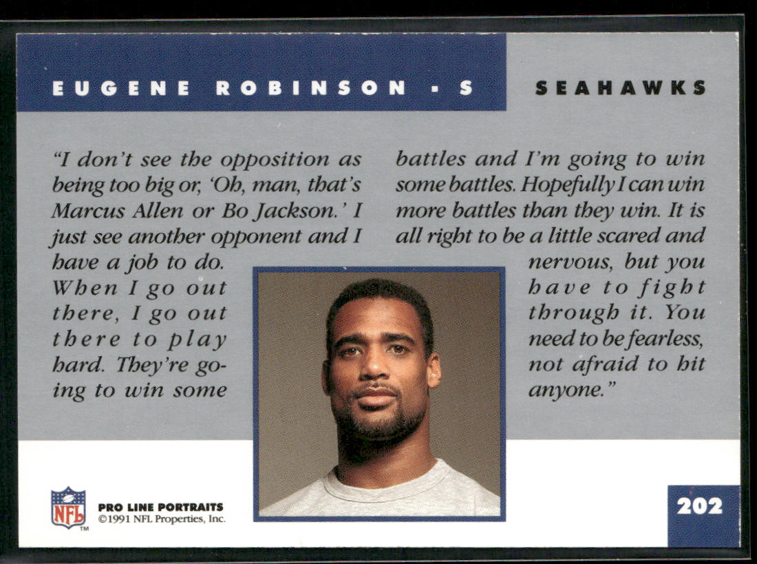 Eugene Robinson 1991 Pro Line Portraits #202 Seattle Seahawks