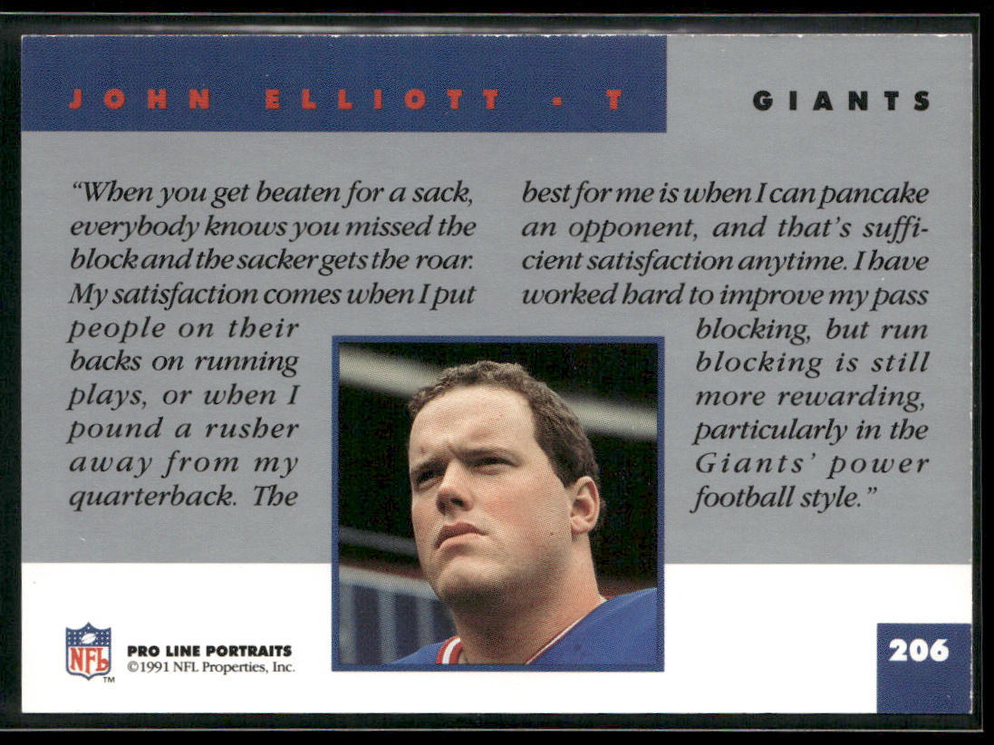 John Elliott 1991 Pro Line Portraits #206 New York Giants