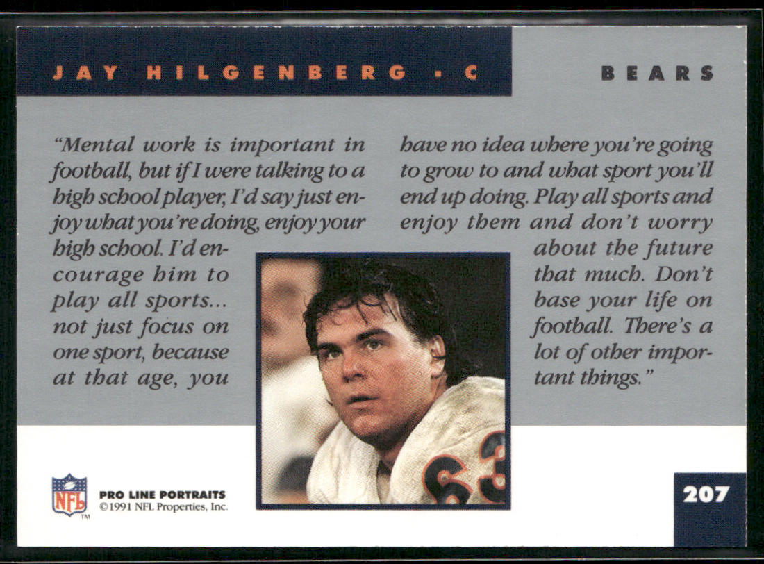 Jay Hilgenberg 1991 Pro Line Portraits #207 Chicago Bears