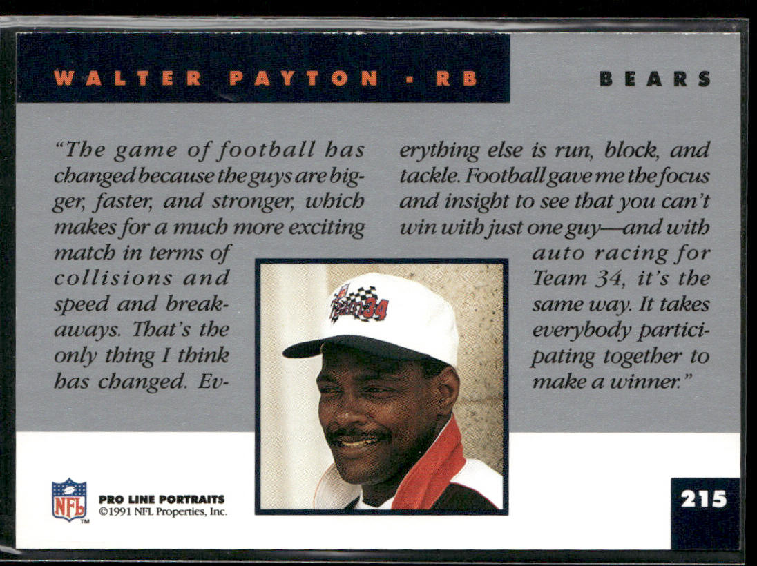 Walter Payton 1991 Pro Line Portraits #215 Chicago Bears