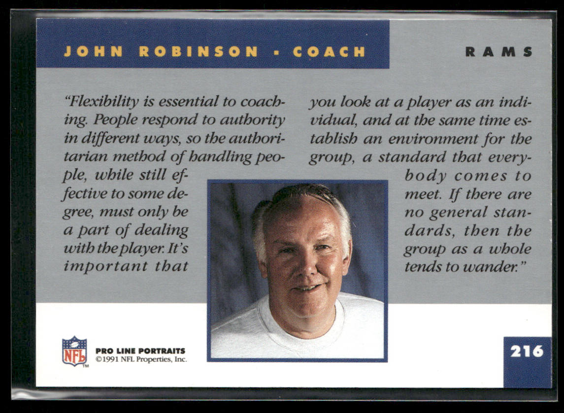John Robinson 1991 Pro Line Portraits #216 Los Angeles Rams