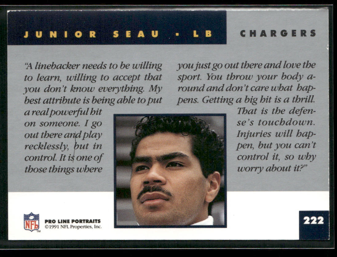 Junior Seau 1991 Pro Line Portraits #222 San Diego Chargers