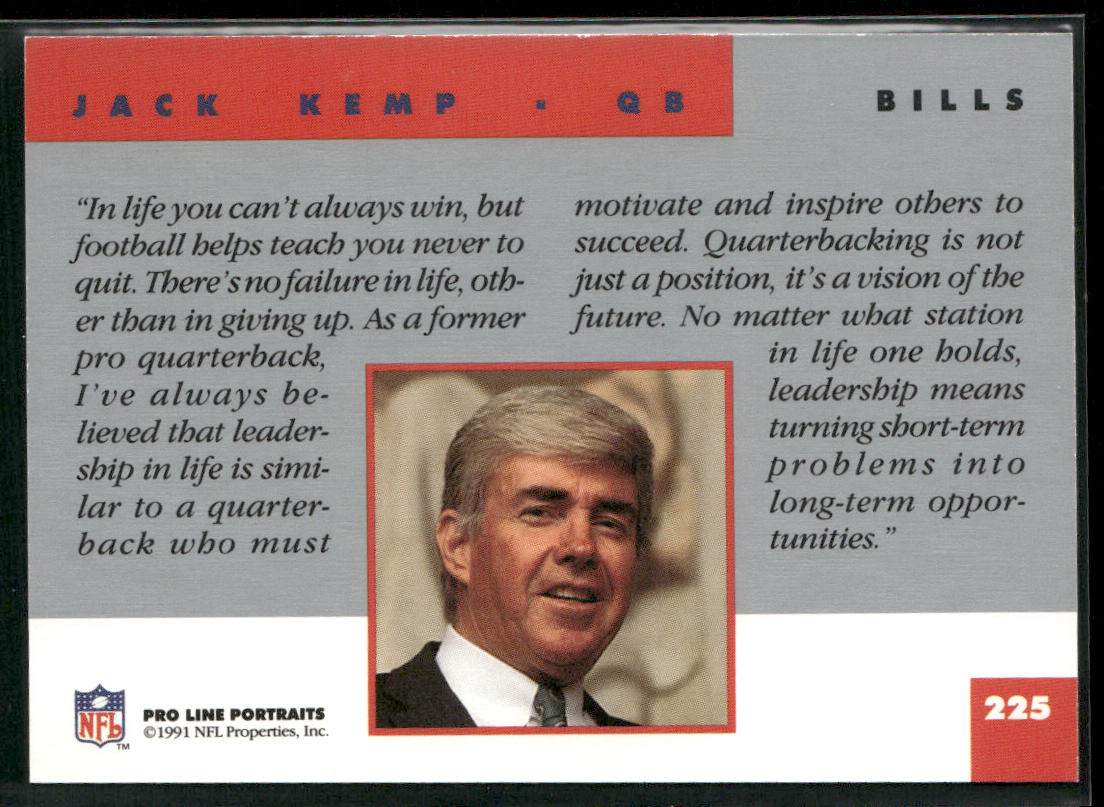 Jack Kemp 1991 Pro Line Portraits #225 Buffalo Bills