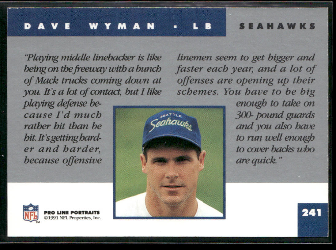 Dave Wyman 1991 Pro Line Portraits #241 Seattle Seahawks