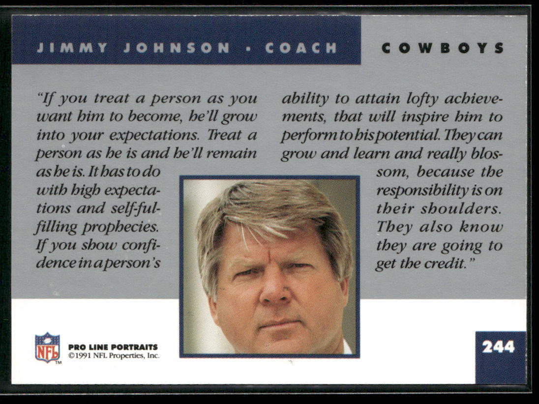 Jimmy Johnson 1991 Pro Line Portraits #244 Dallas Cowboys