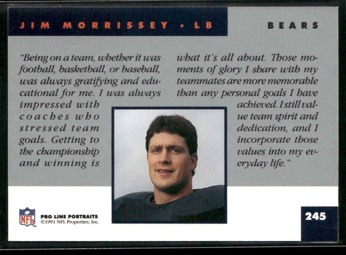 Jim Morrissey 1991 Pro Line Portraits #245 RC Chicago Bears