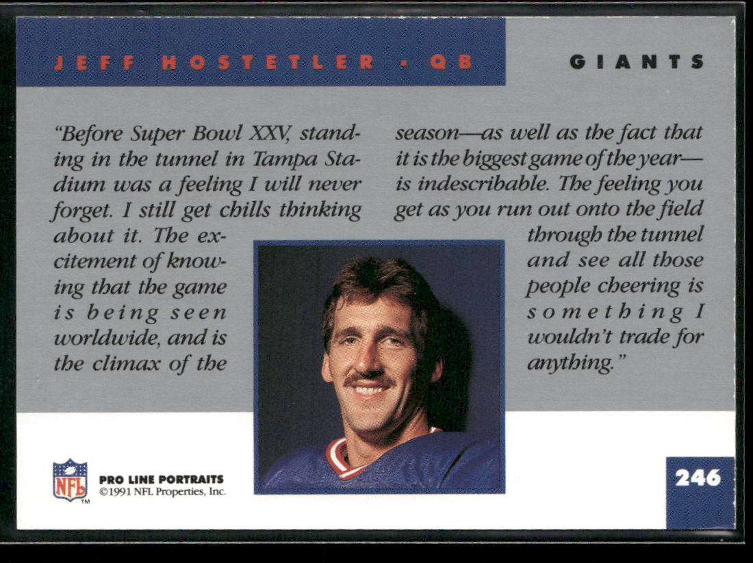 Jeff Hostetler 1991 Pro Line Portraits #246 New York Giants