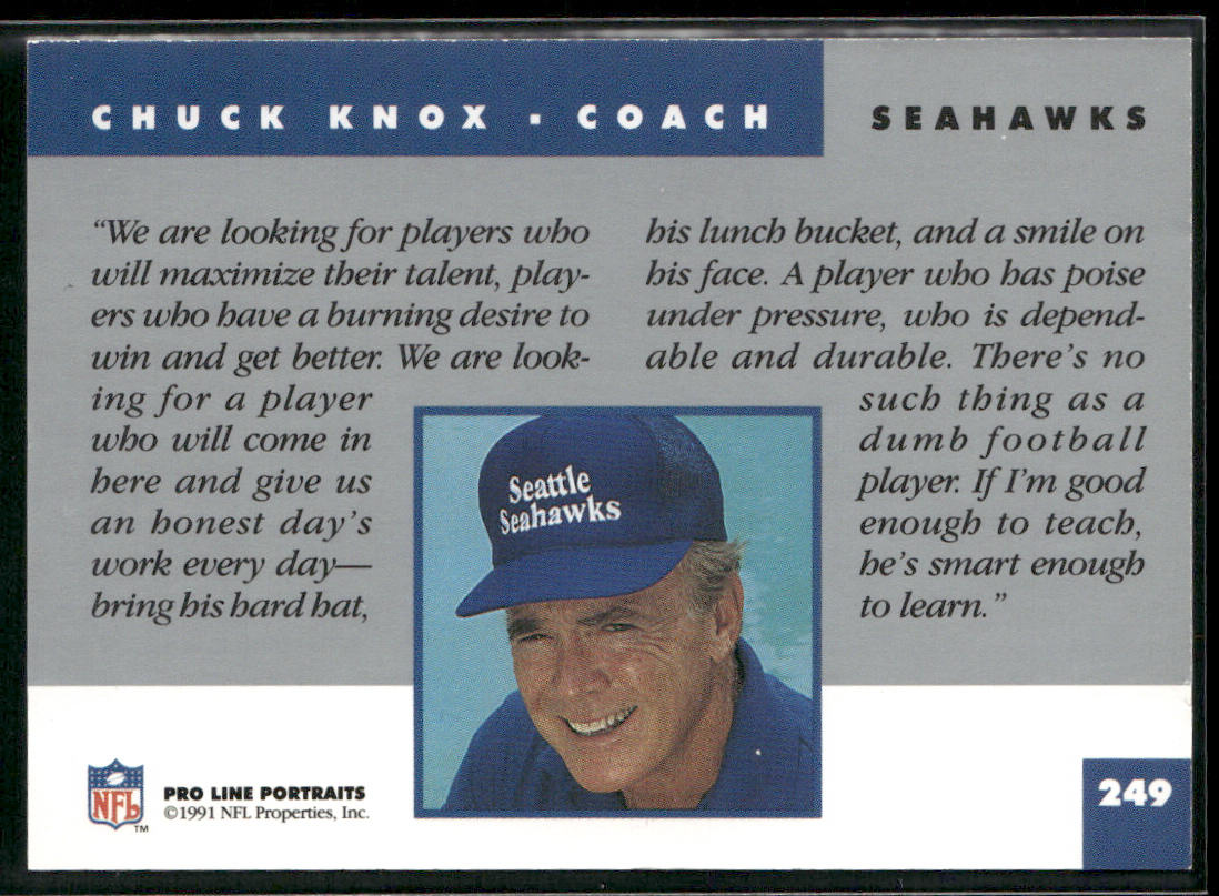Chuck Knox 1991 Pro Line Portraits #249 Seattle Seahawks