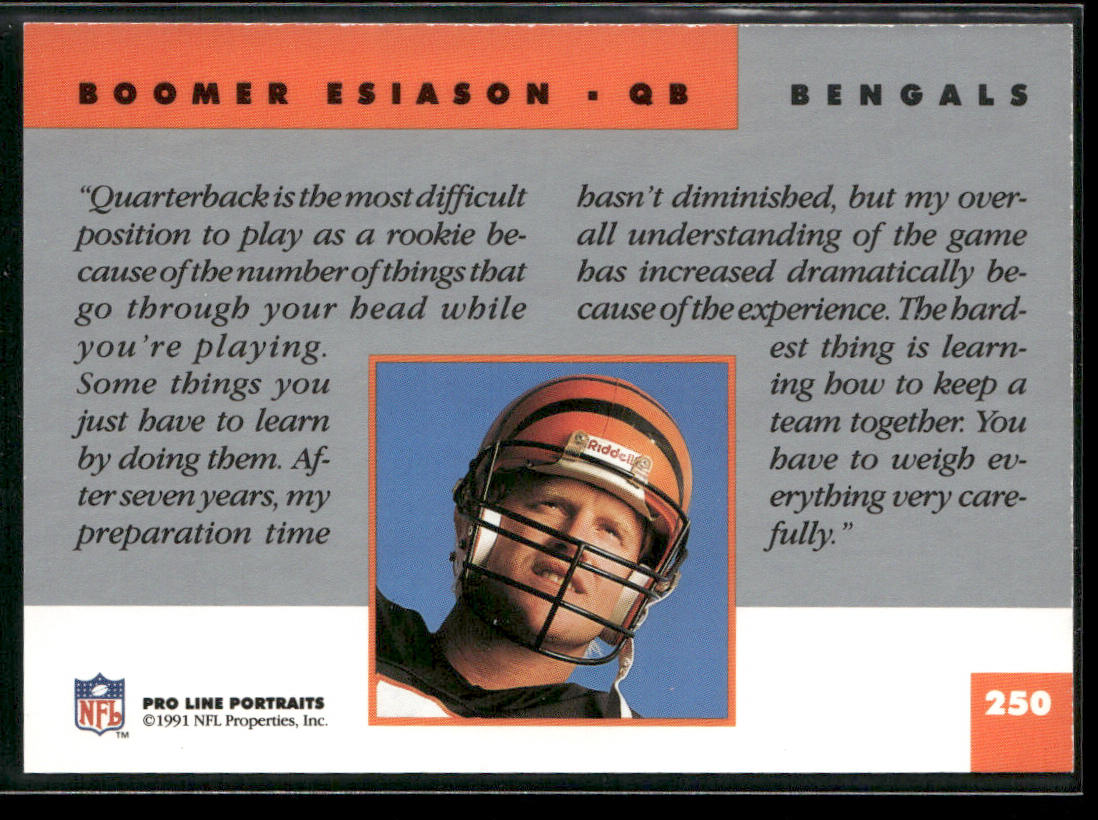 Boomer Esiason 1991 Pro Line Portraits #250 Cincinnati Bengals