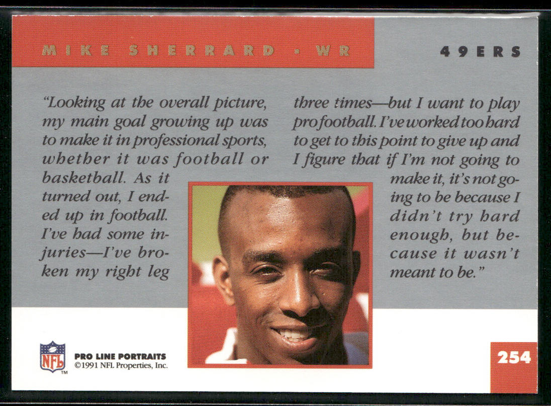 Mike Sherrard 1991 Pro Line Portraits #254 San Francisco 49ers