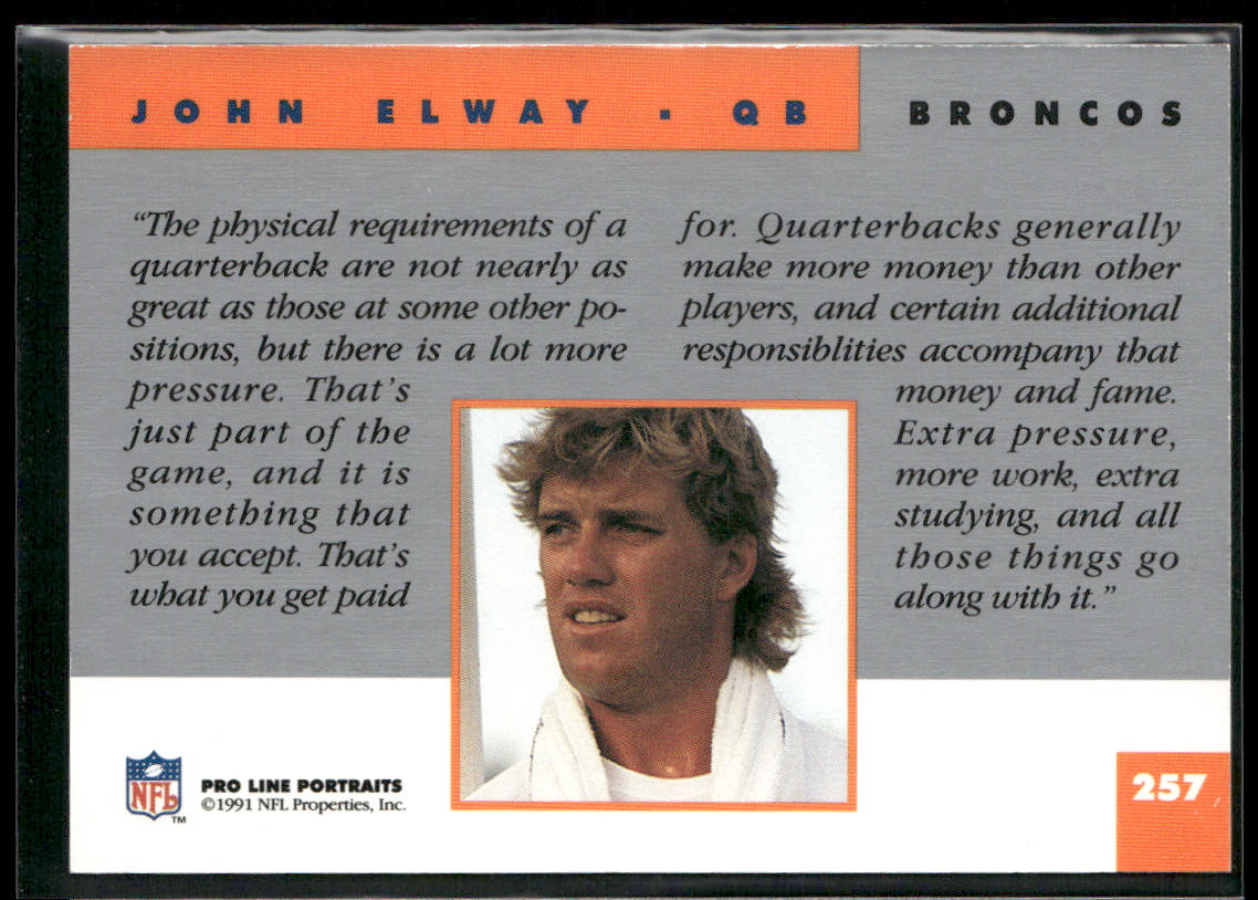 John Elway 1991 Pro Line Portraits #257 Denver Broncos