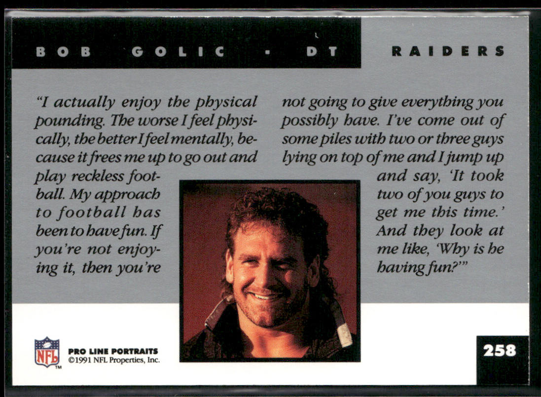 Bob Golic 1991 Pro Line Portraits #258 Los Angeles Raiders