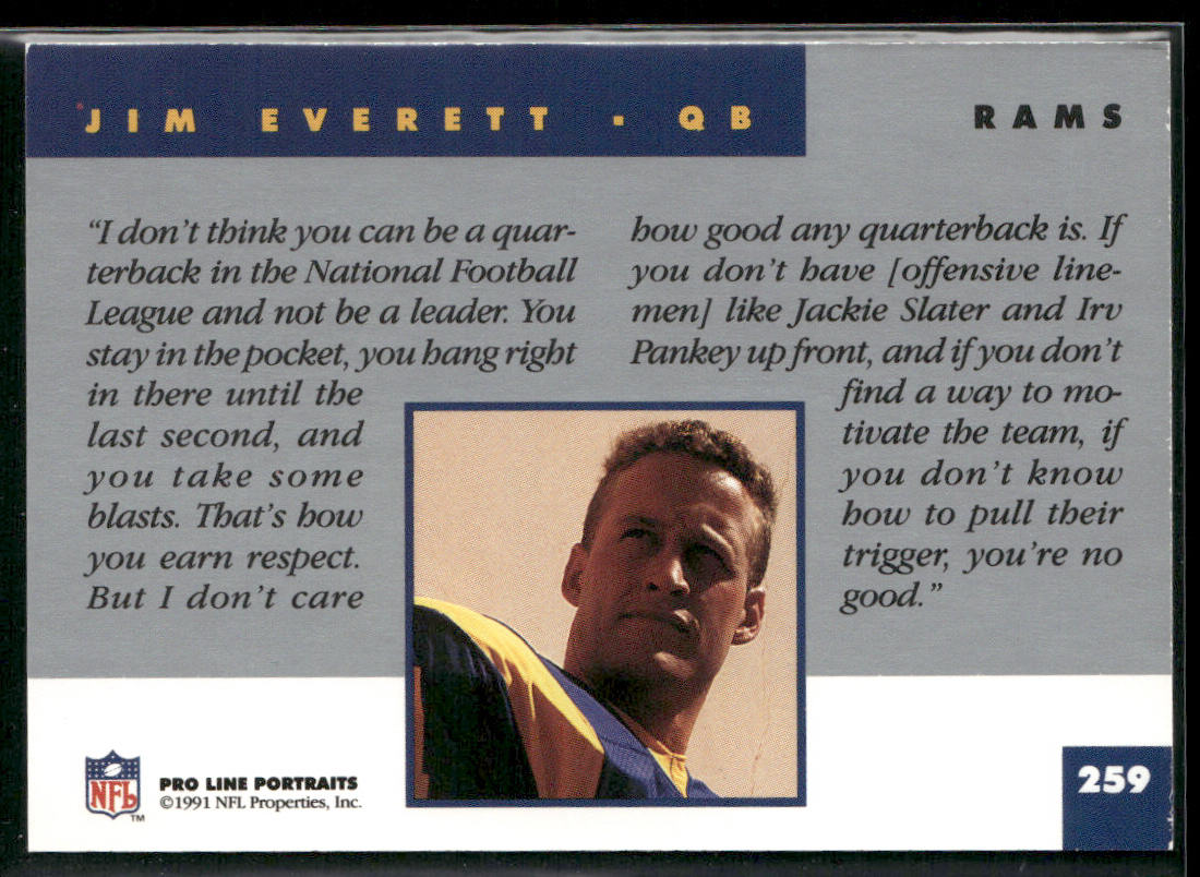 Jim Everett 1991 Pro Line Portraits #259 Los Angeles Rams
