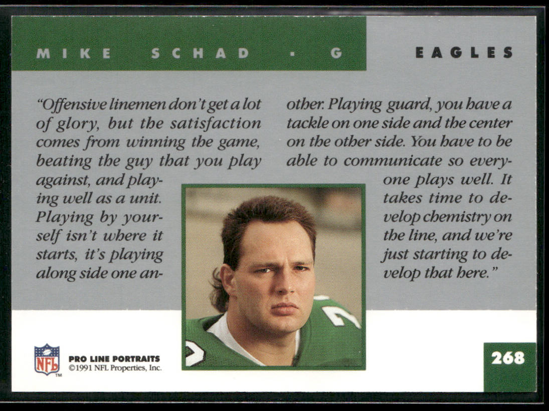 Mike Schad 1991 Pro Line Portraits #268 Philadelphia Eagles