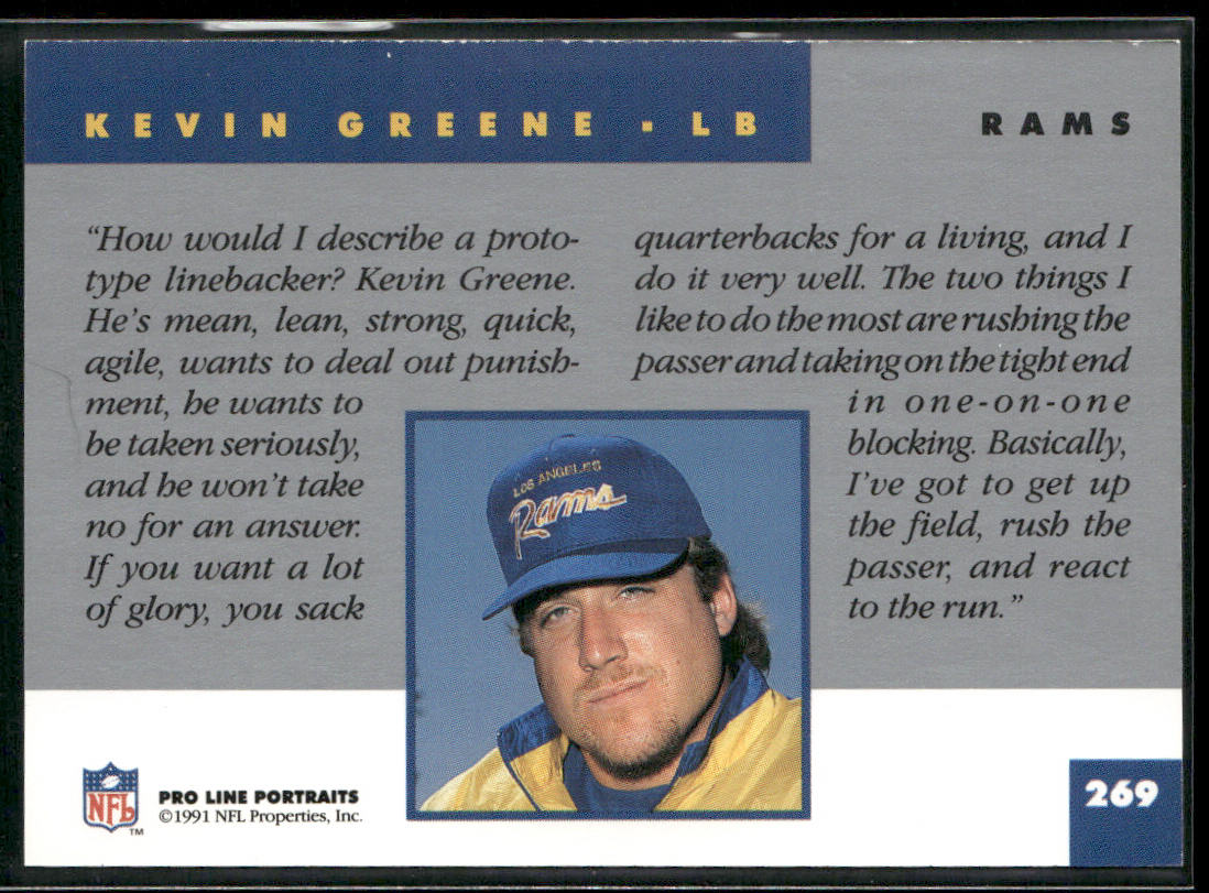 Kevin Greene 1991 Pro Line Portraits #269 Los Angeles Rams