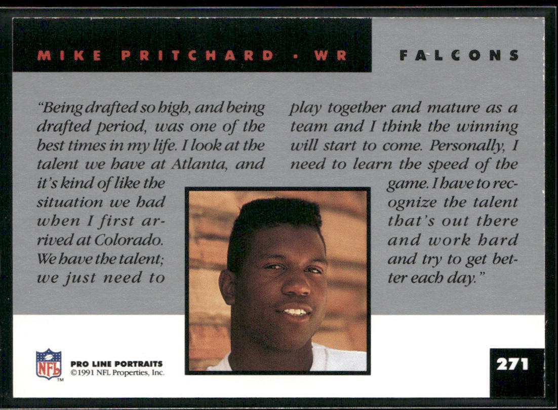 Mike Pritchard 1991 Pro Line Portraits #271 RC Atlanta Falcons