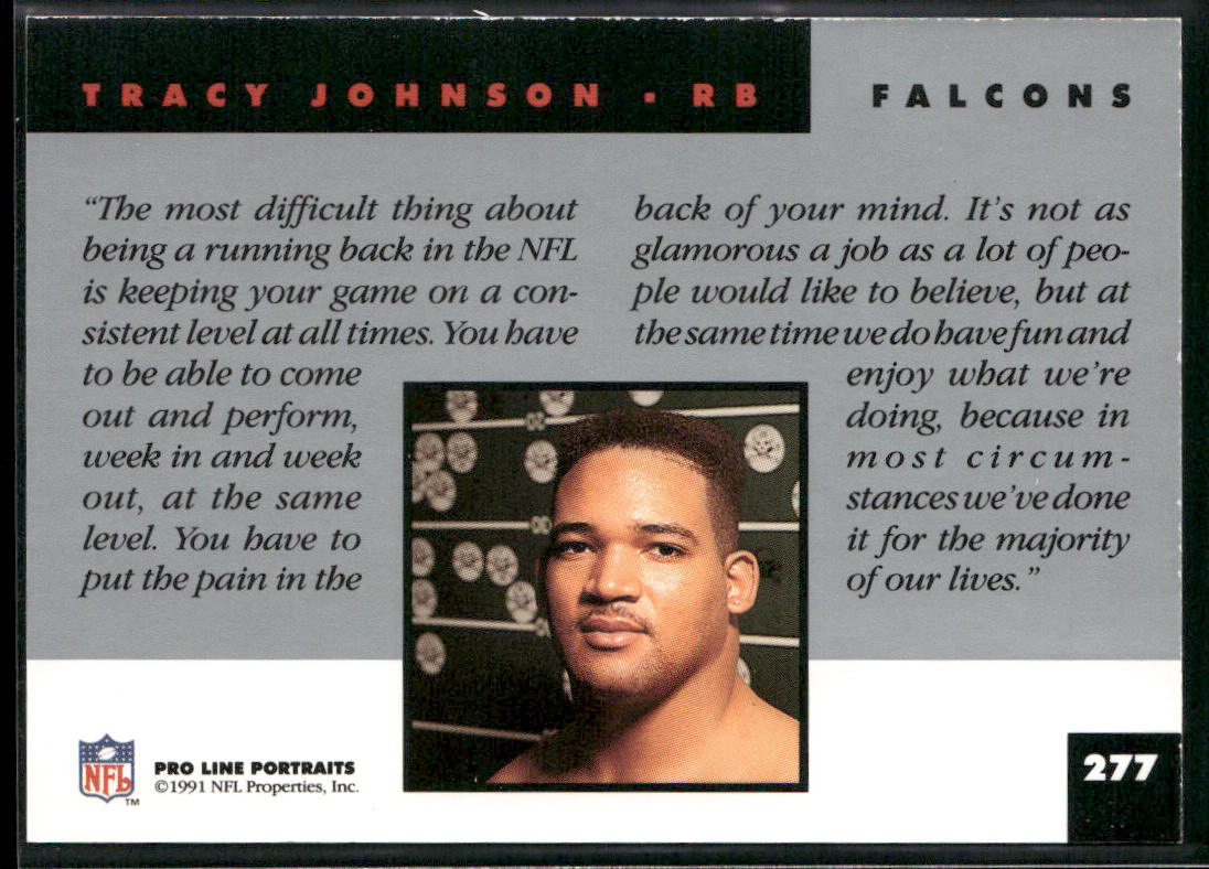Tracy Johnson 1991 Pro Line Portraits #277 RC Atlanta Falcons