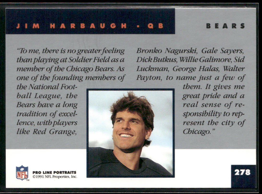 Jim Harbaugh 1991 Pro Line Portraits #278 Chicago Bears