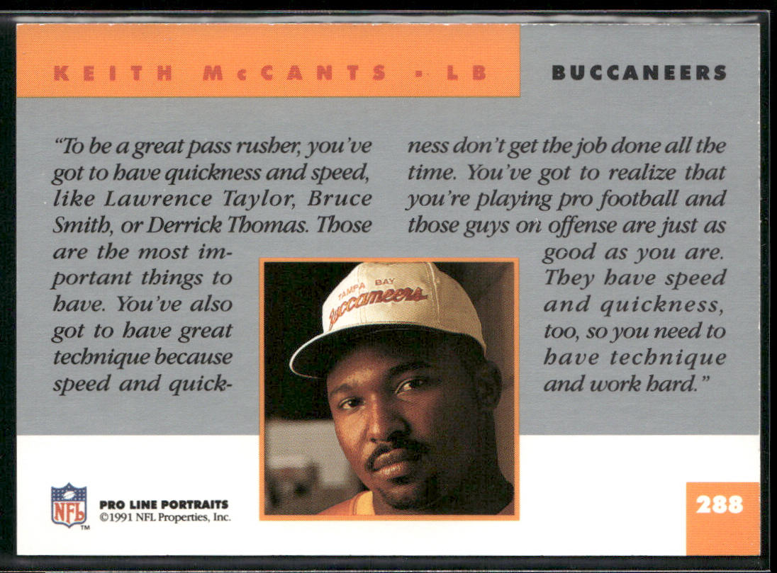 Keith McCants 1991 Pro Line Portraits #288 Tampa Bay Buccaneers