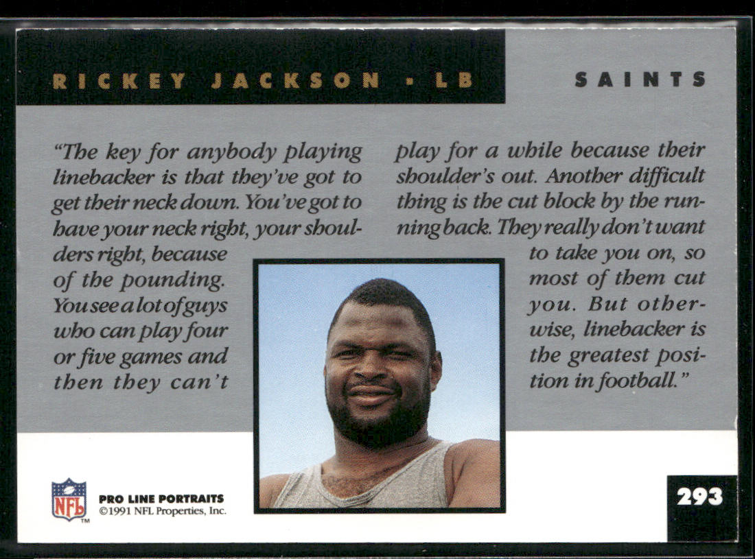 Rickey Jackson 1991 Pro Line Portraits #293 New Orleans Saints