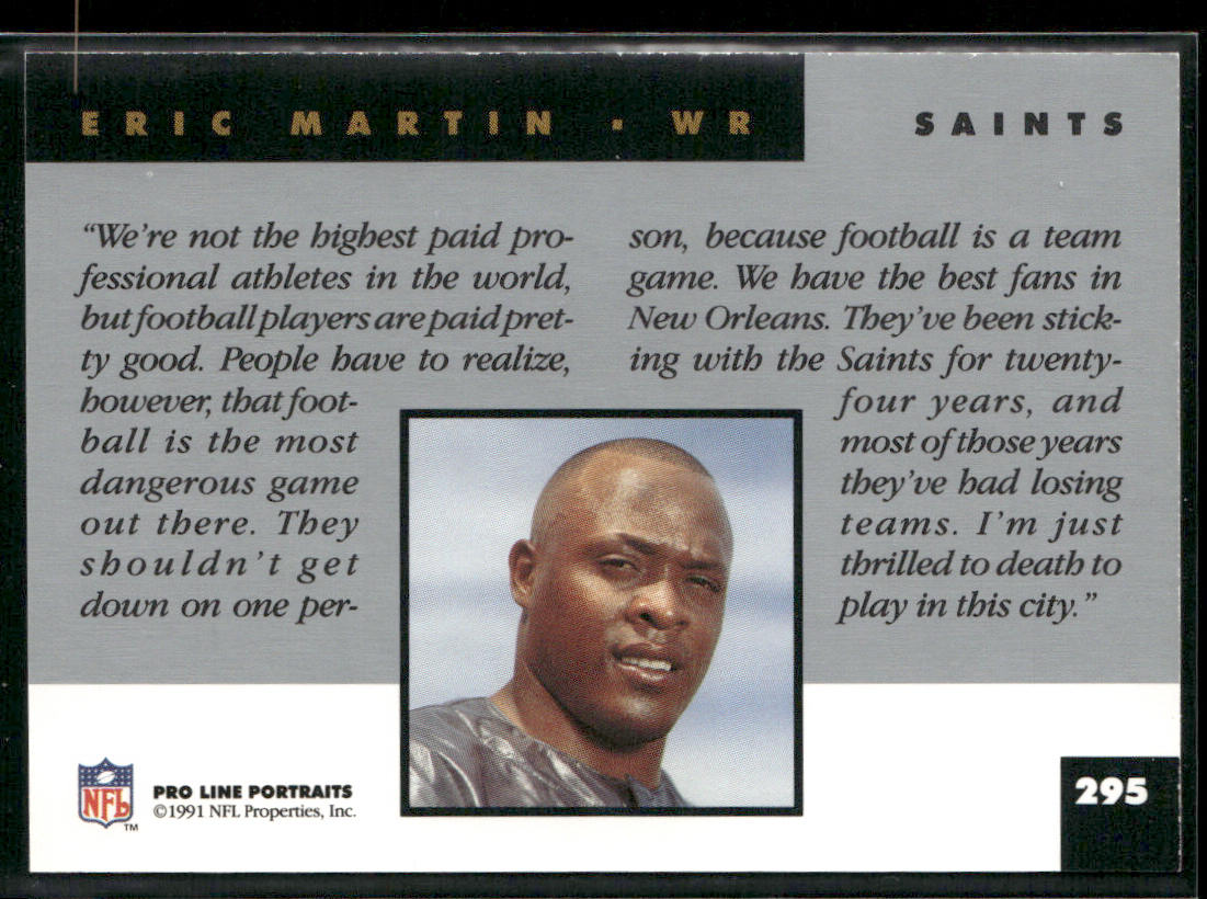 Eric Martin 1991 Pro Line Portraits #295 New Orleans Saints
