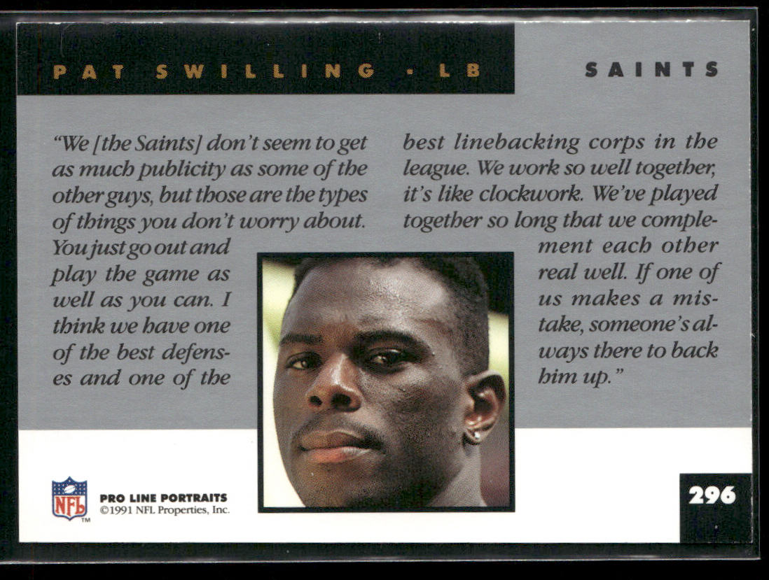 Pat Swilling 1991 Pro Line Portraits #296 New Orleans Saints