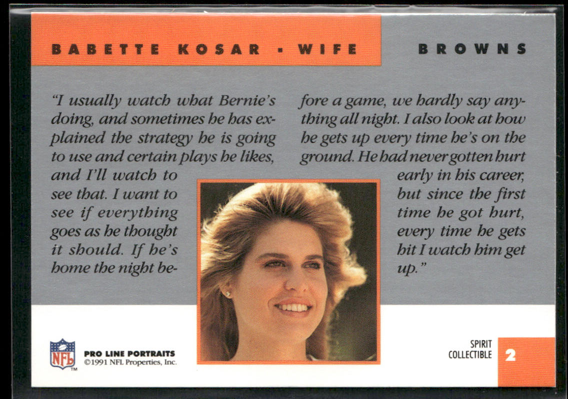 Babette Kosar 1991 Pro Line Portraits Spirit Wives #2 Cleveland Browns