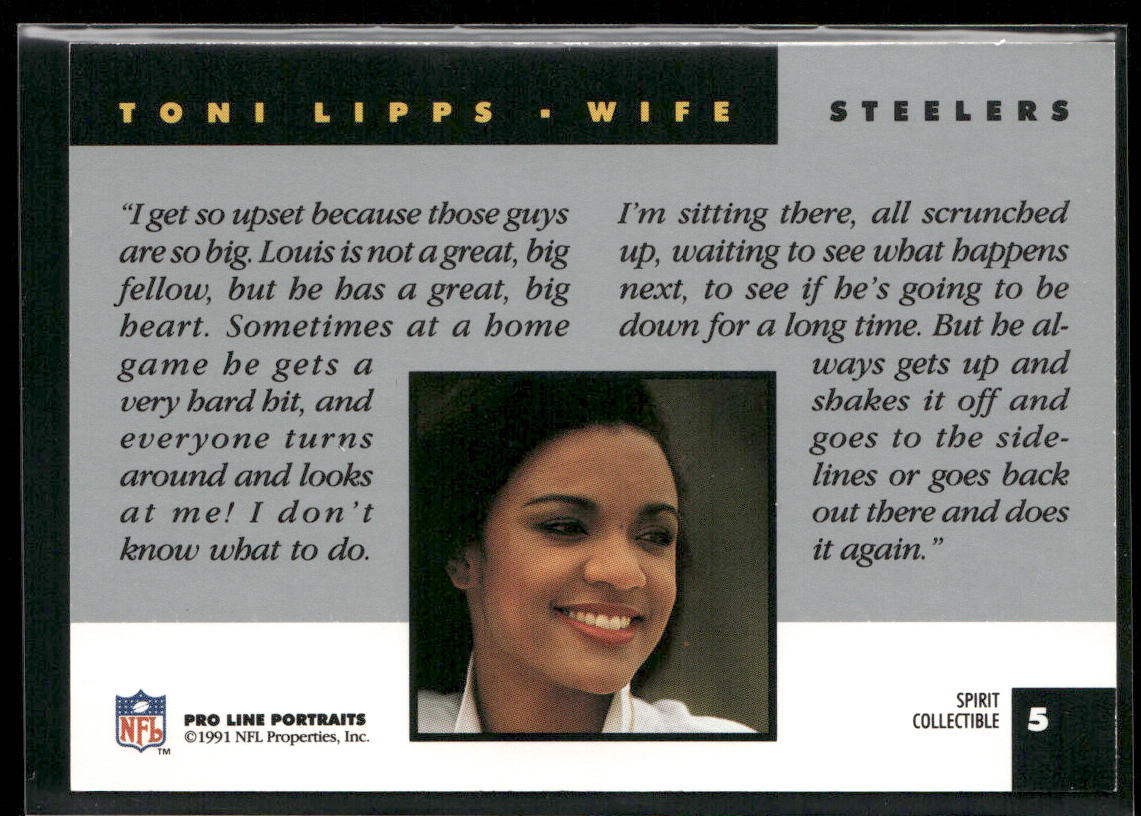 Toni Lipps 1991 Pro Line Portraits Spirit Wives #5 Pittsburgh Steelers
