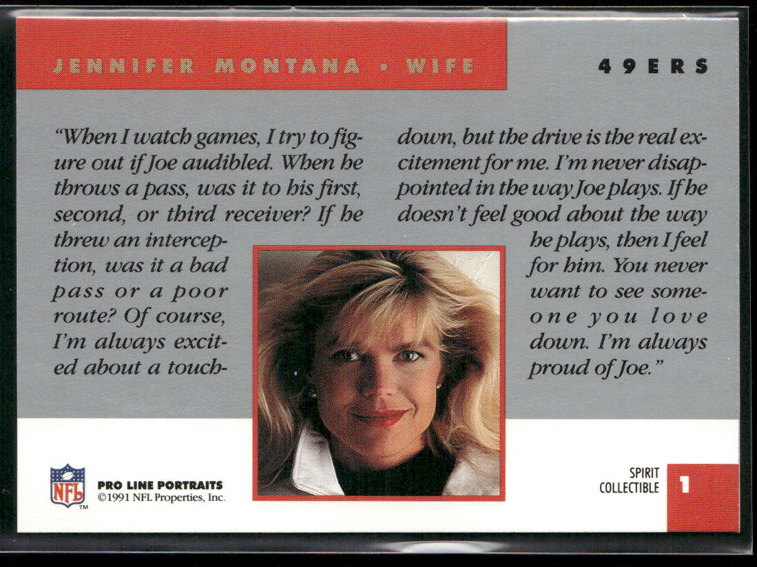 Jennifer Montana 1991 Pro Line Portraits Spirit Wives #1 San Francisco 49ers