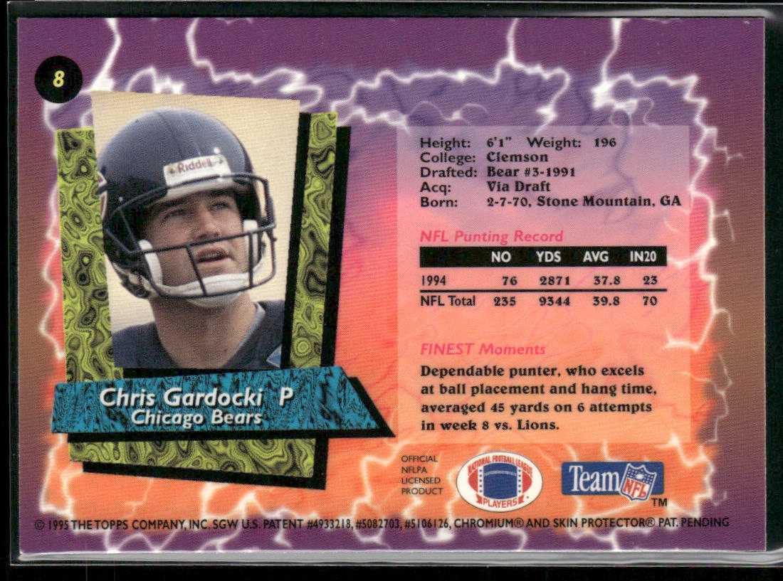 Chris Gardocki 1995 Finest #8 Chicago Bears