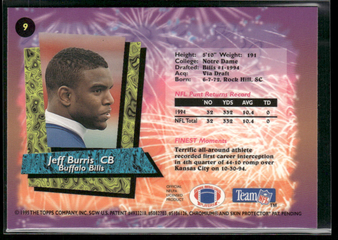 Jeff Burris 1995 Finest #9 Buffalo Bills