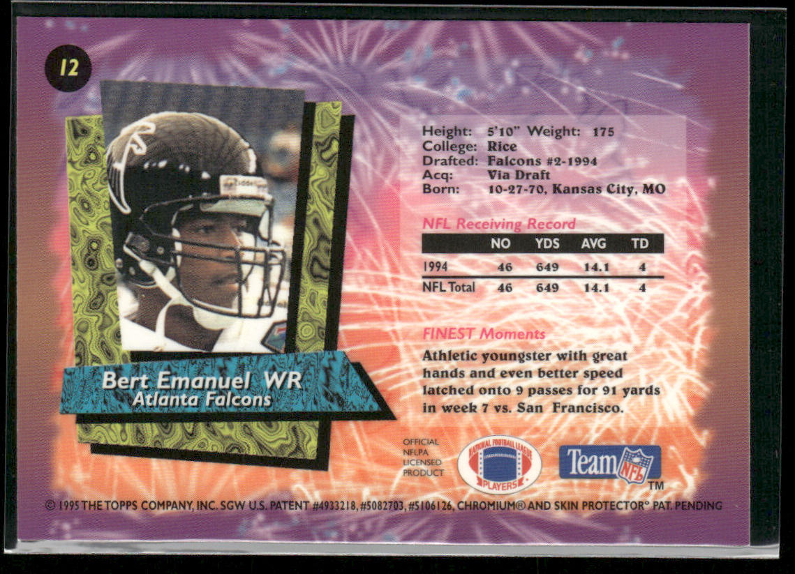 Bert Emanuel 1995 Finest #12 Atlanta Falcons