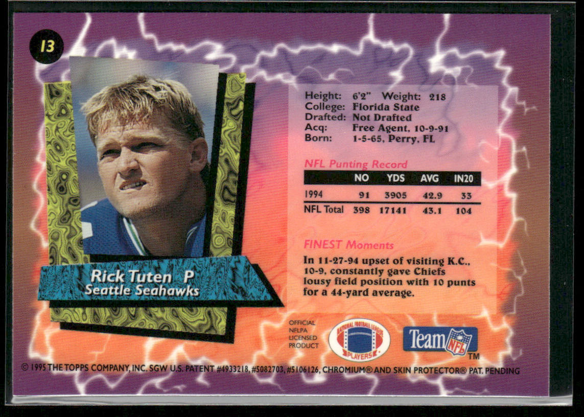 Rick Tuten 1995 Finest #13 Seattle Seahawks