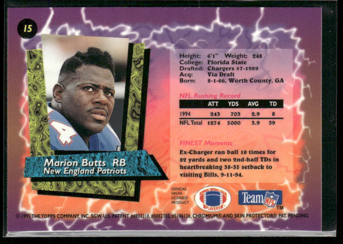 Marion Butts 1995 Finest #15 New England Patriots