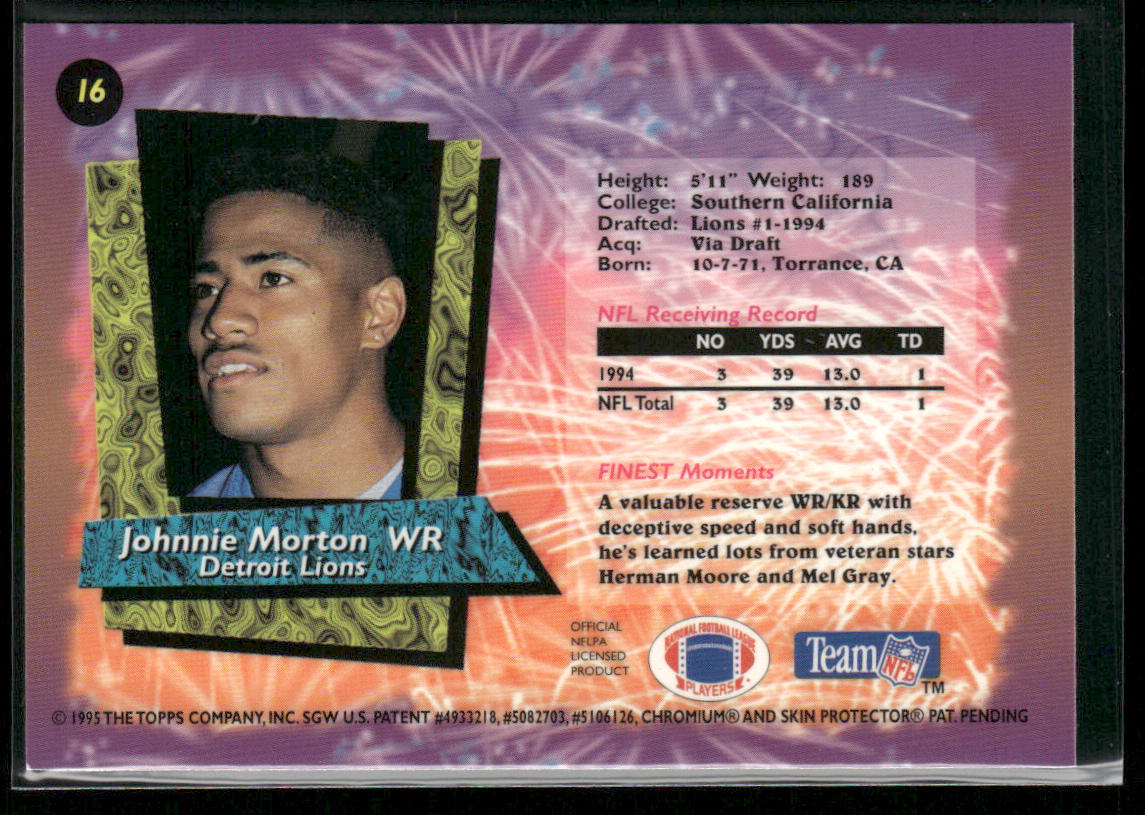 Johnnie Morton 1995 Finest #16 Detroit Lions