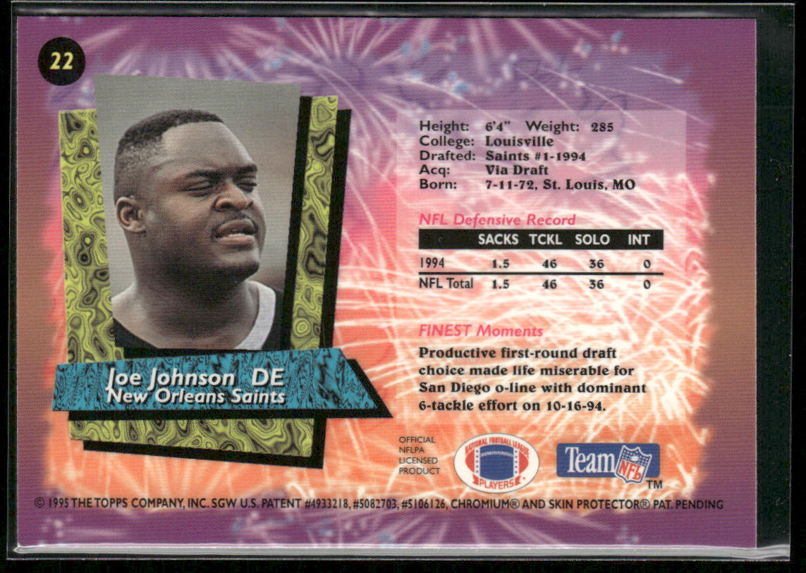 Joe Johnson 1995 Finest #22 New Orleans Saints