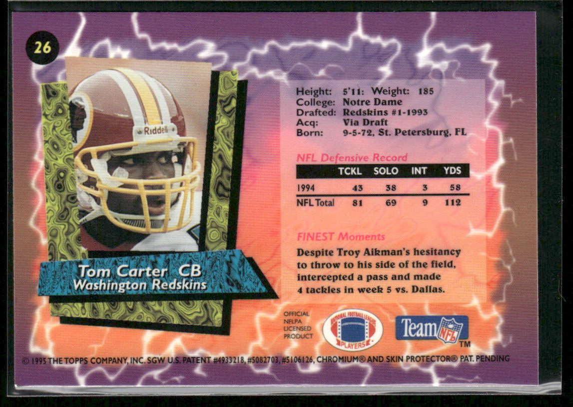 Tom Carter 1995 Finest #26 Washington Redskins