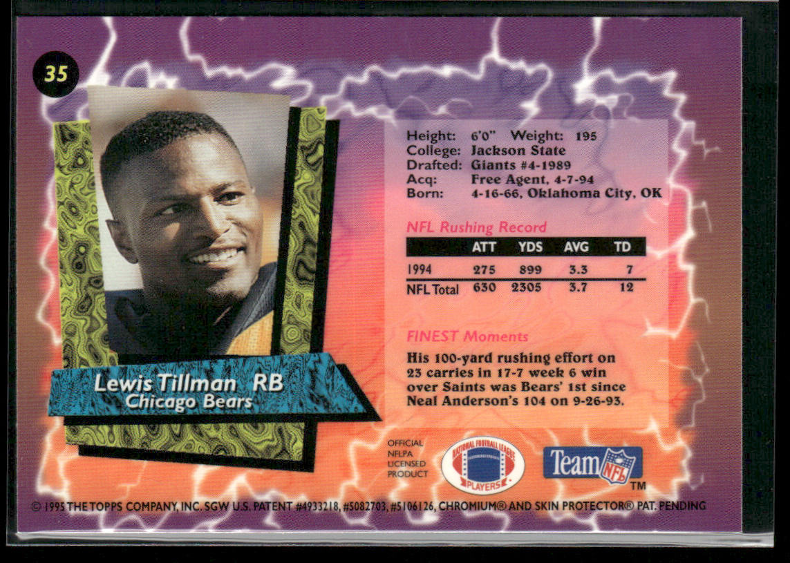 Lewis Tillman 1995 Finest #35 Chicago Bears