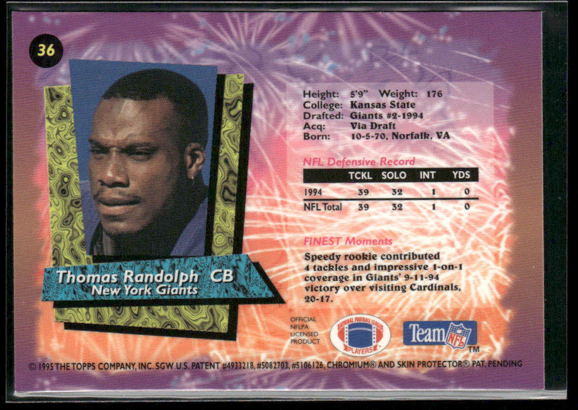 Thomas Randolph 1995 Finest #36 New York Giants