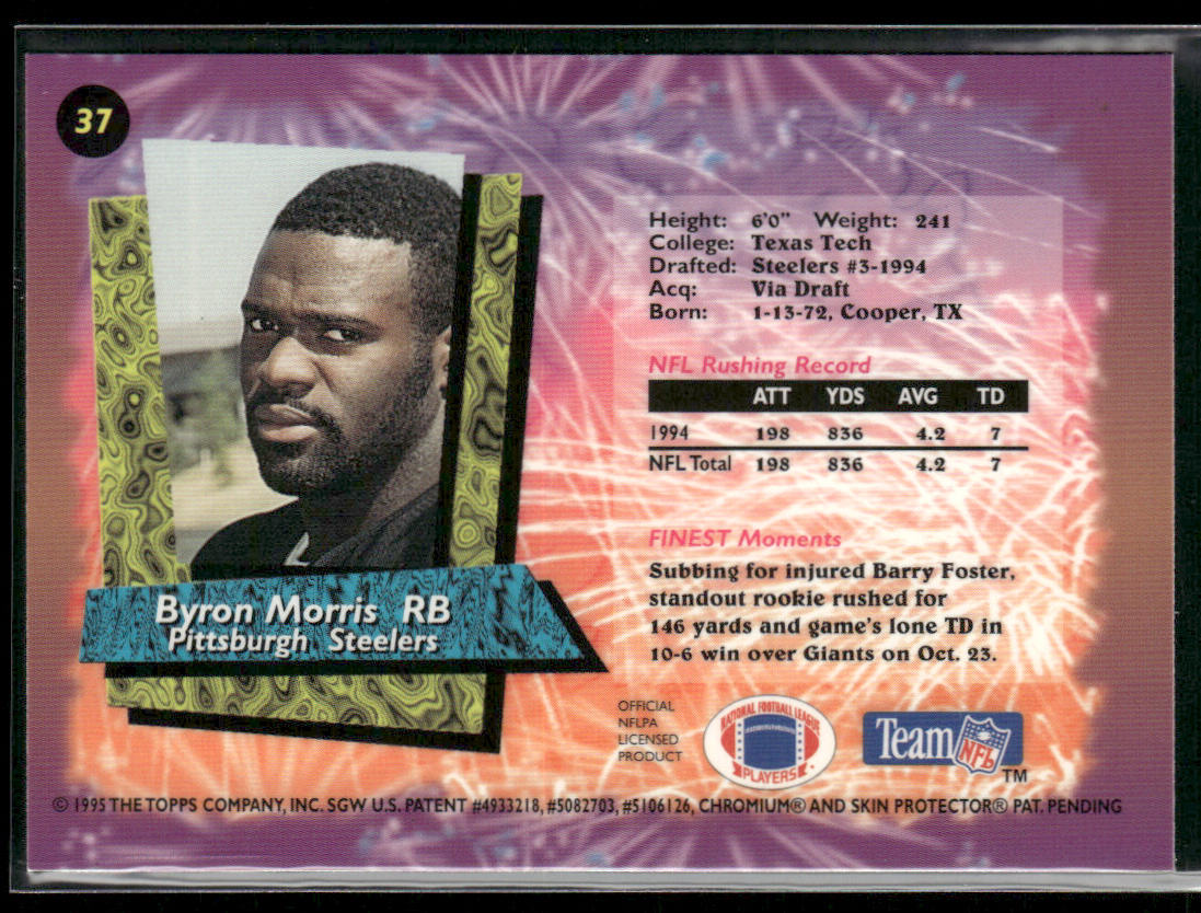 Byron Morris 1995 Finest #37 Pittsburgh Steelers