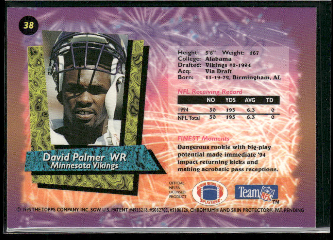 David Palmer 1995 Finest #38 Minnesota Vikings