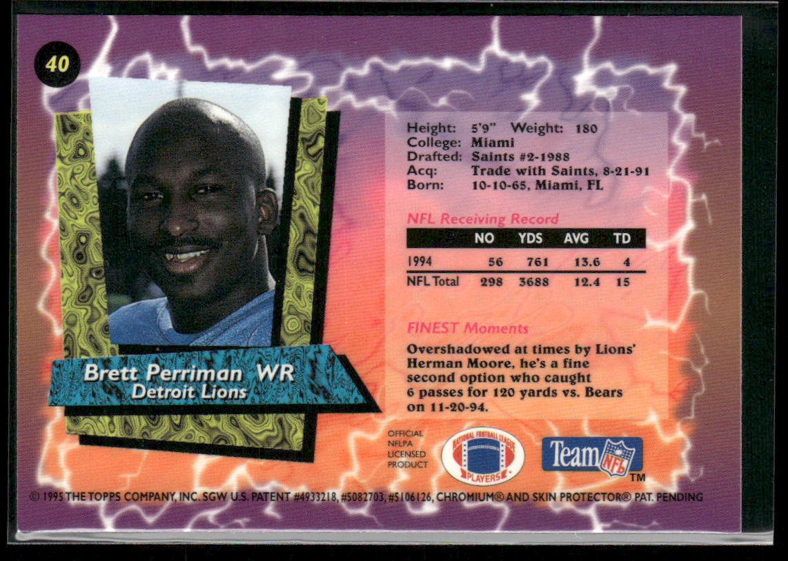Brett Perriman 1995 Finest #40 Detroit Lions