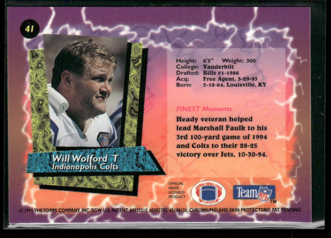 Will Wolford 1995 Finest #41 Indianapolis Colts